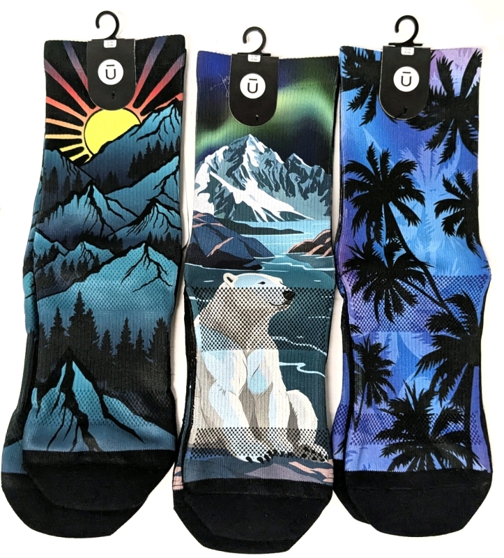 3 New Pairs Size S/Med | OUTWAY Graphic Crew Socks | Retail Value of Over $60!