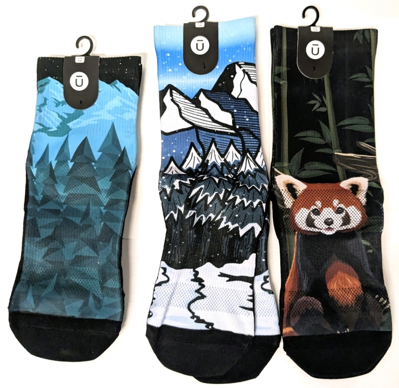 3 New Pairs Size S/M | OUTWAY Graphic Crew & Quarter Socks | Retail Value of Over $60!