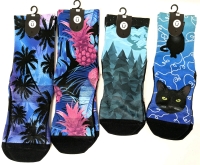4 New Pairs Size S/M & Youth | OUTWAY Graphic Crew & Quarter Socks | Retail Value of Over $80!