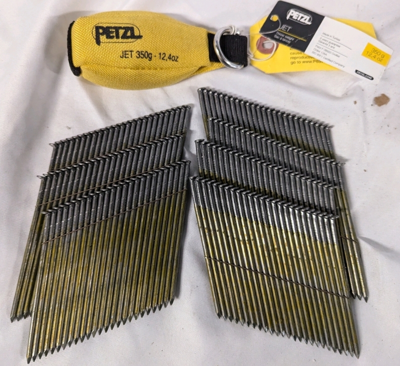 175 New Framing Nails (28 Degree, Wire Weld, 3-1/4-Inch x .120") New Petzl Jet 12.4oz Throw weight.