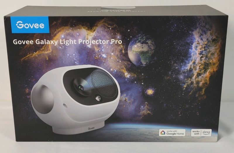 New , Sealed - Govee Galaxy Light Projector Pro . Compatible w/Google Home & Apple Alexa . Boasting 8 discs, 38 scenes, Bluetooth speaker, and 37 white noises . Retail $140