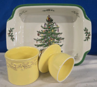 Christmas Tree Ceramic Bake Pan & Ceramic Butter Bell Crock