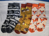 3 New Pairs| Of Animal Themed Socks- Hedgehog, Raccoon & Fox