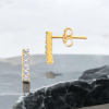 New CZ Crawler Earrings French Hook CZ Bar Studs - 5