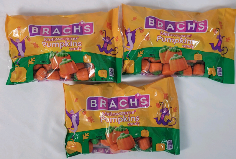 New - 3-Packs Brachs Mellowcreme Pumpkins Candy . Best By May 2025