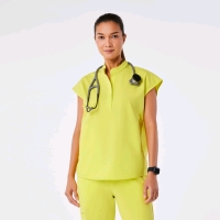 New: Figs Size XL Women's Rafaela Three Pocket Scrub Top - Limeade