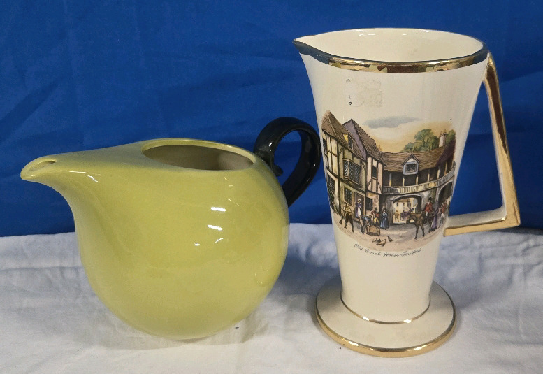 Chartreuse Ceramic Pitcher & Decorative Gilded Jug