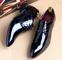 New | Mens ( Size 45 EN )Fashion Dress Business Shoe | Pointed Toe Floral Patent Leather Lace Up