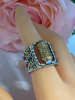 New Kui Niu Dzi Bead Six Character True Word Statement Ring Rotable Ring Retro Transfer Silver Two Tone Size 8 - 4