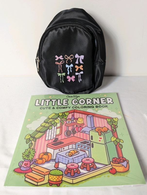 New Coco Wyo Little Corner Cute and Comfy Covering Book and Childrens Mini Backpack. Colouring Book Measures 8?25" by 8.25"