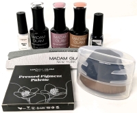 New MADAM GLAM New York | 3 Soak-Off Bases, White & Black Ink, Pressed Pigment Palette, 2 Emery Boardsc(100/150 & 150/180) & Nail Dust Brush | Over $75 USD Retail Value!