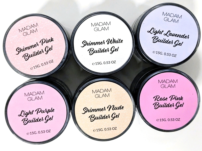 6 New MADAM GLAM New York Builder Gels incl Shimmer (15g ea) | Retail Value of Over $75 USD!
