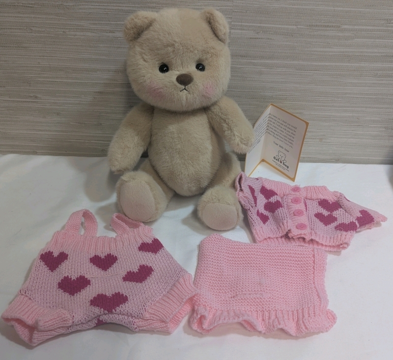New: Getahug Teddy Bear - Comes With Clothes - 9" Tall