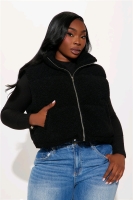 New: FashioNova Woman's Conquering Mountains Sherpa Vest Size Medium - Black