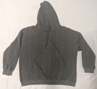 New: Size 3XL Textured Men's Hoodie With Drawstrings- Grey