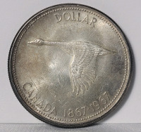 1967 (1867-) Canadian Silver One Dollar Coin