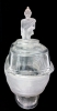 Large Westward Ho Victorian Clear & Frosted Glass Lidded Pedestal Dish | 8.7" x 5.5" x 12" Tall - 2