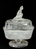 Large Westward Ho Victorian Clear & Frosted Glass Lidded Pedestal Dish | 8.7" x 5.5" x 12" Tall - 4