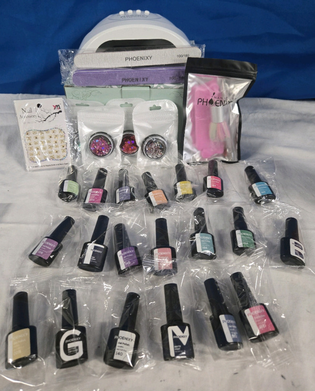 New | Phoenixy Nail Kit | Includes; UV LED Nail Lamp, Nail Art, Polish & Manicure Set