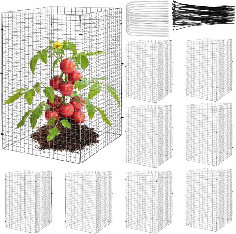 New - Geosar 40-Pack Chicken Wire Plant Protectors 11.7"&times;19.5" Mesh Plant Protection Cage with U Shaped Garden Stakes and Nylon Tie