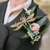 Elegant Dragonfly Brooch Sparkling Rhinestones Luxurious Green & Pink - 5