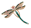 Elegant Dragonfly Brooch Sparkling Rhinestones Luxurious Green & Pink - 6