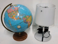 12" Imperial Globe on Stand & 3-Light Desk Lamp w/Dimmer Switch - Working (bulbs included)