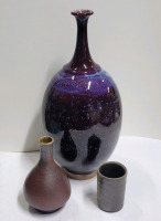 Terry Osborne Pottery Vase & Cup plus Purple Vase .