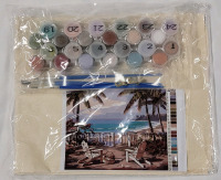 New - Beach Scene Paint-By-Numbers on Canvas .