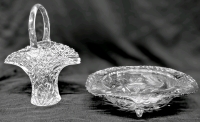 Heavy Footed Crystal Bowl & Heavy Pinwheel Crystal Hat Basket | Up to 14" Tall