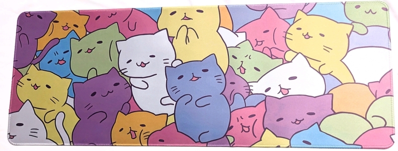 New Adorable Multicoloured Cartoon Cat Desk / Keyboard Mat with Nonslip Back | 31" x 11.75"
