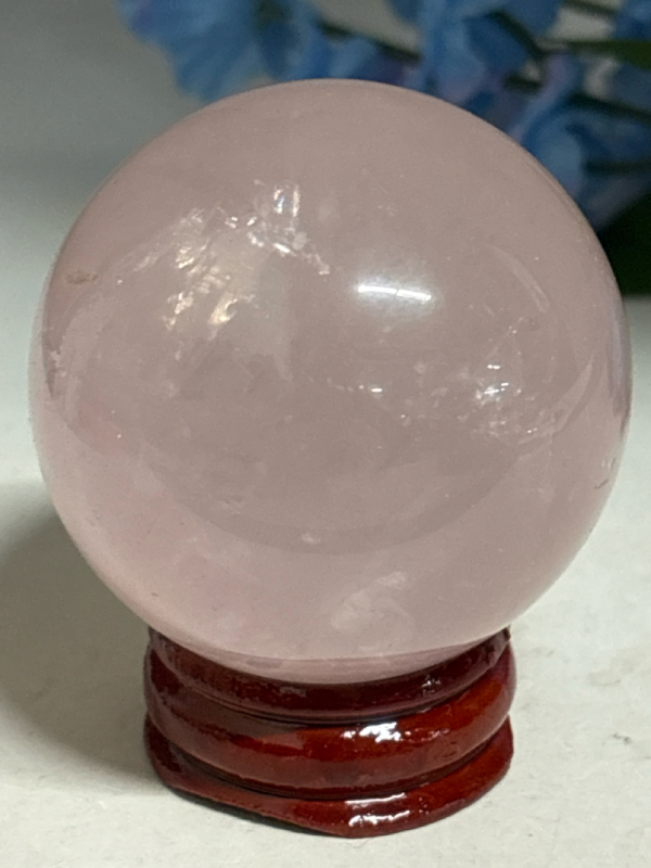 New Natural Pink Rose Quartz Sphere Crystal Ball on Stand