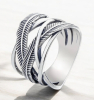 925 Sterling Silver Feather Infinity Ring, Infinity Cross Band Size 10 Stamped
