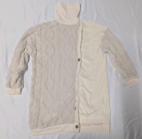 New: Kids Size y12 - Button Up Turtle Neck - Fleece Type Material - Eggshell