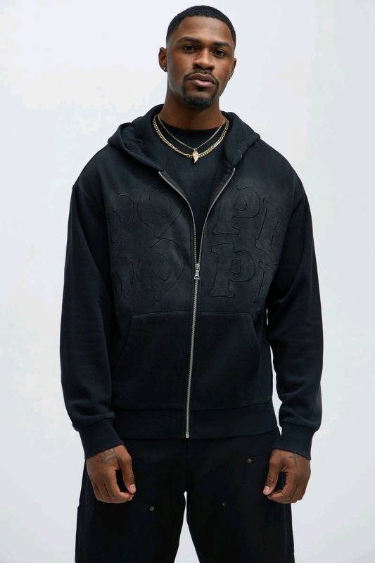 New: Size Small NovaMen Dope Dope Zip Up Hoodie - Black