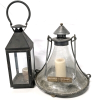 Very Old & Very Large Hurricane-Style Candle Lantern (16.5") & Modern Rustic Candle Lantern (22")