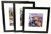 3 Framed Prints Abstract Scenic Italy/Greece | 2 Signed Limited Edition! Largest 20.25" x 24.75"