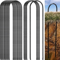 New - Yaocom 12pcs. Extended Coated Rebar Stakes, Safety Ground Anchors Heavy Duty U Shaped Stakes Metal Anchor Stakes - measures 20" Long