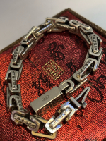 New 925 Sterling Silver Bracelet 5mm Square Byzantine Link 8.5&rsquo;&rsquo; Approximate Slide Clasp Stamped