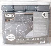 New Bamboo Living King Size Sheet Set, Including 1 Flat Sheet, 1 Fitted Sheet & 4 Pillow Cases