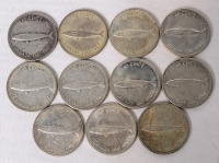 1967 (1867-) Canadian Silver 10 Cent Dimes . Eleven (11) Coins