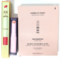 New TARTE Maracuja Juicy Lip (Grapefruit: 1.3g), Pick by Petra LipGlow Tinted Lip Balm (Ruby: 1.5g) & EvioSkin Hydrogel Eye Therapy 3-Pack (6g ea)