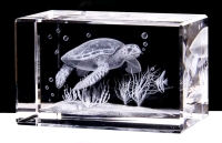 New 3D Laser Etched Sea Turtle Crystal Paperweight with LED Light Base | 3.25" x 2" x 2" | Retails for $50!