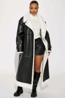 New Fashion Nova Women's Large Hard to Replace Trench Coat - Black Retails for $93