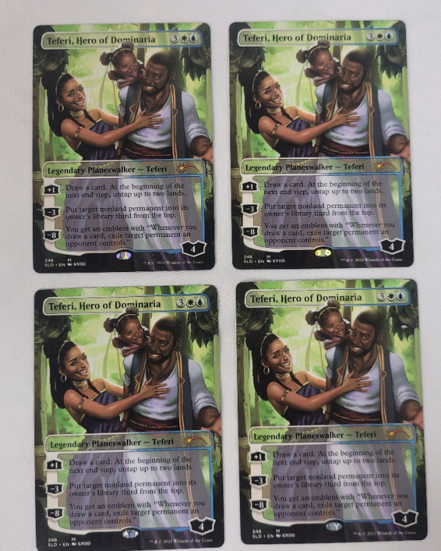 Magic the Gathering : Teferi, Hero of Dominaria Trading Card from Secret Lair Series . Four (4) Cards