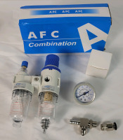 New - AFC-2000 1/4inch Air Filter Pressure Regulator Combo Oil‑Water Separator Filter Gas Liquid Separation Aluminum Maximum Working Pressure 1MPA .