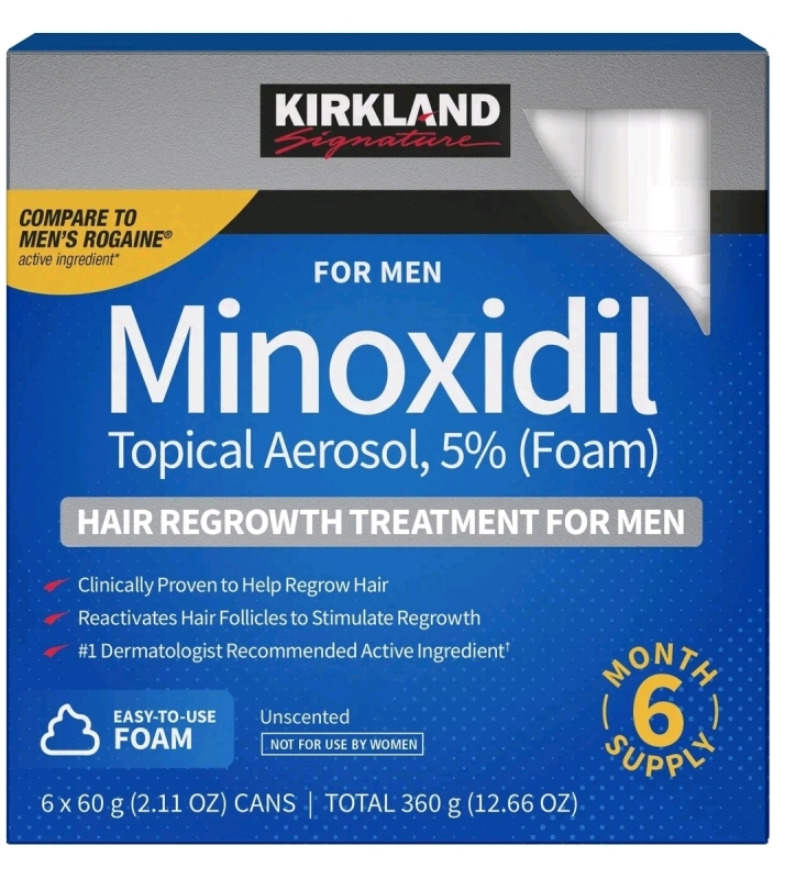 New Kirkland MINOXIDIL Topical Aerosol 5% Foam for Men | 6x 60g (6-Month Supply) | EXP Dec/2025