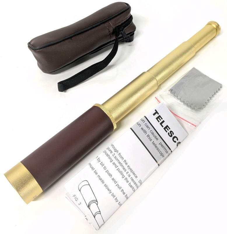 New 25x30mm Telescope / Pirate Spyglass with Case & Cleaning Cloth | 5.25" - 13"Long
