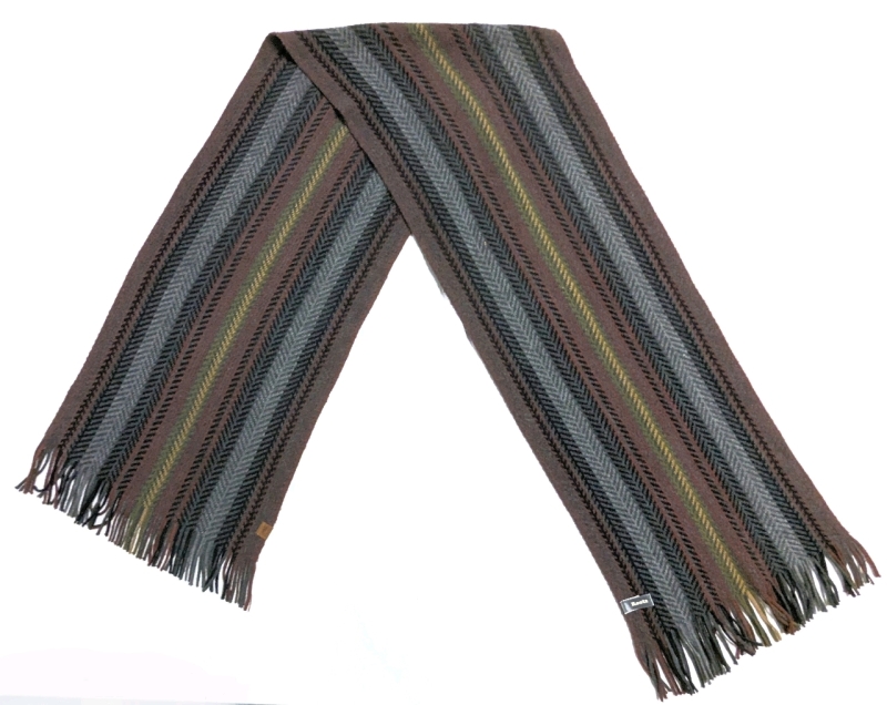 Gorgeous ROOTS Knitted Tasseled Scarf in Deep Earth Tones | 188cm x 31cm
