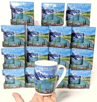 16 (Sixteen) New MORRAINE LAKE Canadian Rockies 350ml Coffee Cups in Boxes | Dishwasher & Microwave Safe!